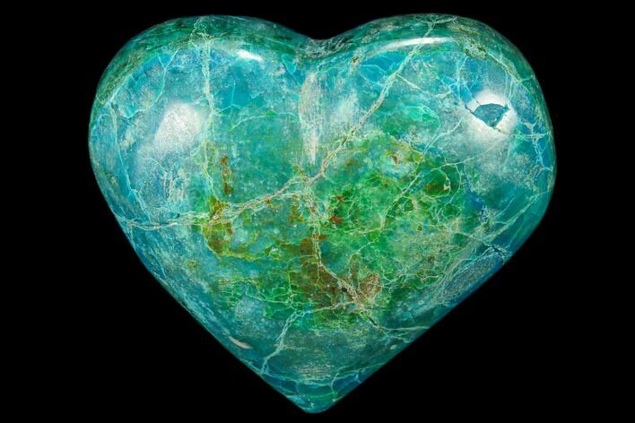 Polished Chrysocolla & Malachite Heart - Congo #83340